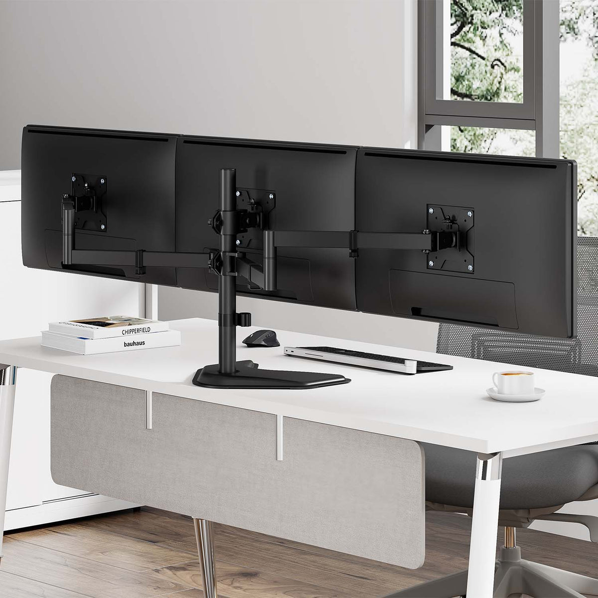 Suporte de secretária para 3 monitores Aisens DT27TSR-287/ giratório/ inclinação/ Swivel 10kg