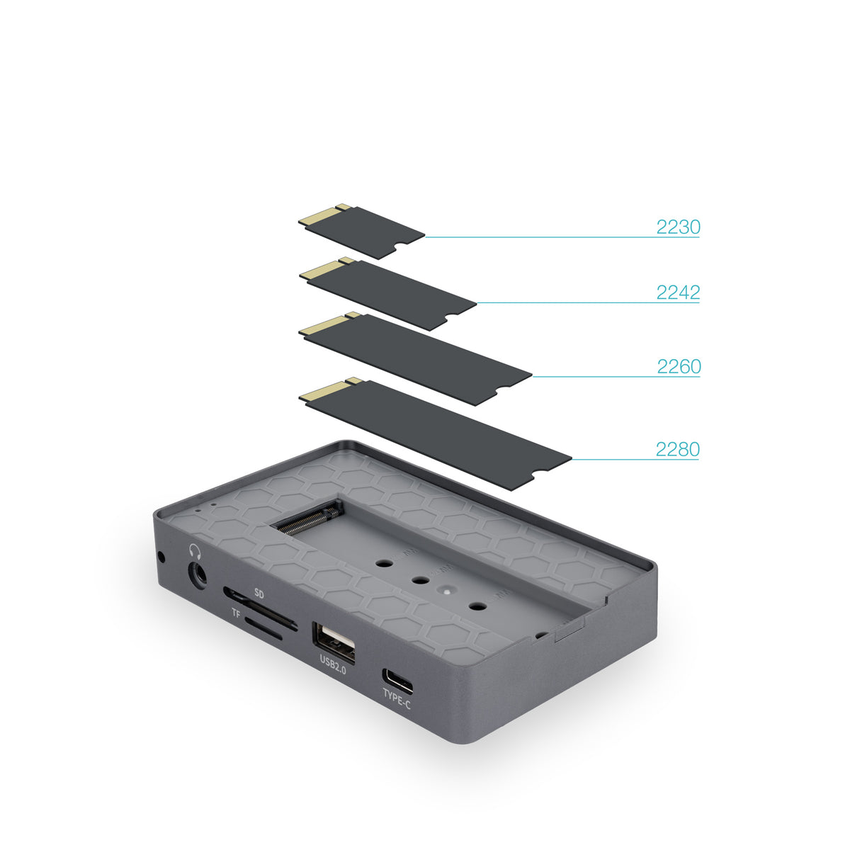 Caixa para Disco Tooq Caja Externa+HUB M.2 NGFF/NVMe USB3.2 Gen3 - imagem 5