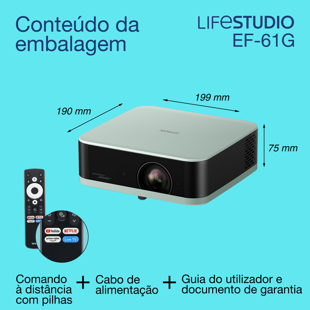 Projetor Epson EF-61G WXGA 700L LCD 1080p verde - imagem 7