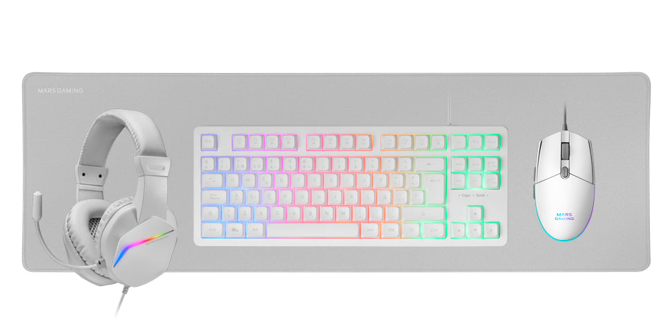Conjunto Teclado e Rato MARS Gaming Combo Gaming MCP-RGB3W 4EN1 Branco - imagem 3