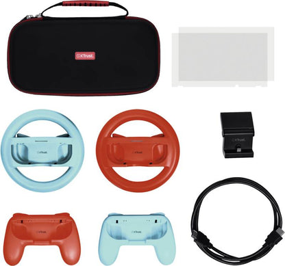 Pack Gaming Trust Gaming GXT 1249/ caixa rígido + 2 Joy-com + 2 Volantes + Cristal Templado para Switch + suporte de Carga