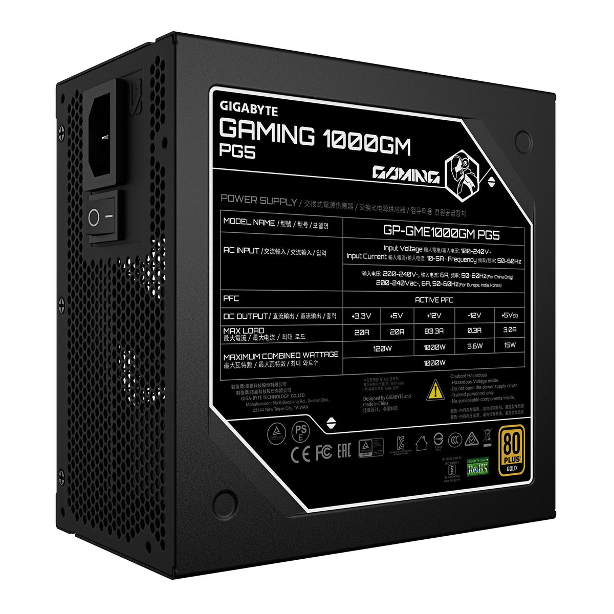 Fonte de Alimentação GIGABYTE Gaming 1000GM PG5 / GP-GME1000GM PG5 preto - imagem 9