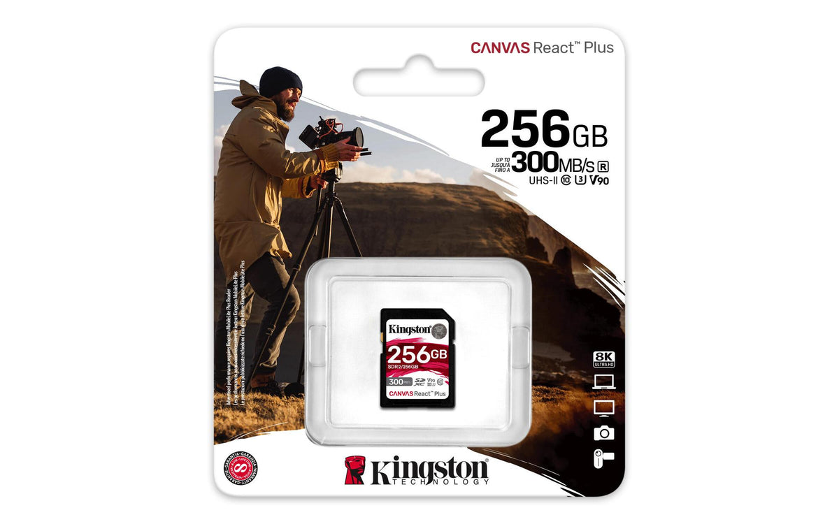 Cartão de Memória Kingston Cartão SD Canvas React Plus 256GB V90 / SDR2/256GB preto - imagem 7