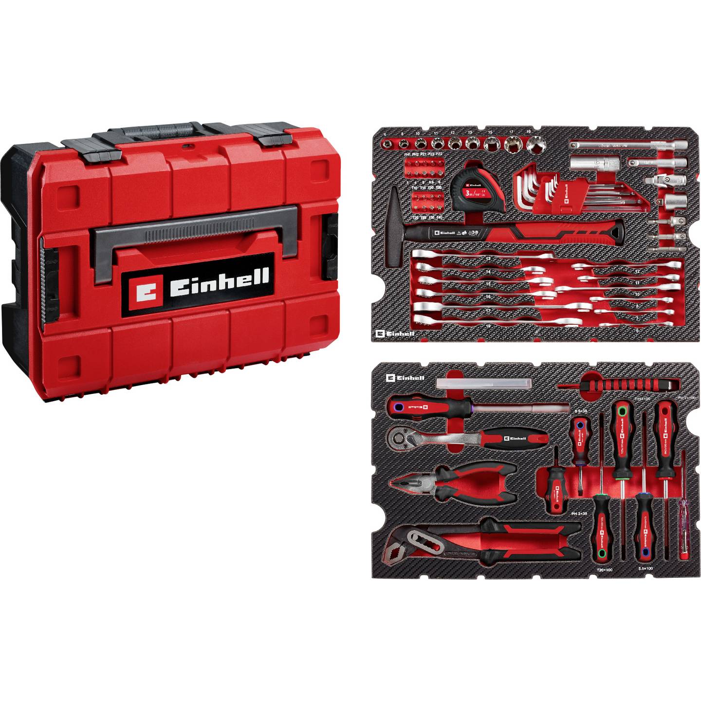 Caixa de ferramentas universal Einhell 370570, 80 peças, 44,4 x 32,9 x 13,1 cm