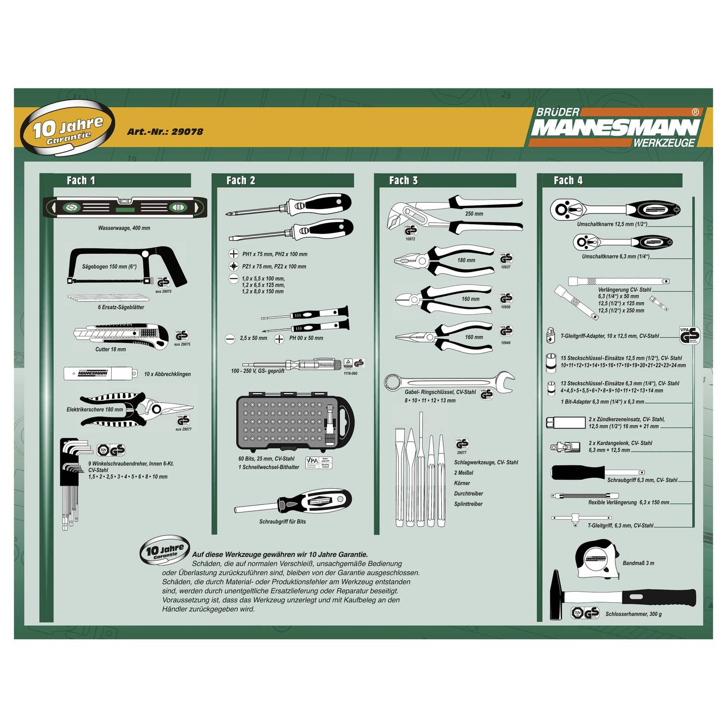 Brüder Mannesmann M29078 para bricolagem, 160 peças, 454 x 350 x 135 mm
