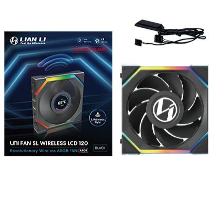Ventoinha Lian Li Fan UNI FAN SL Sem fios Reverse Blade LCD 120mm ARGB PWM / 12RSLLCD1W1B preto