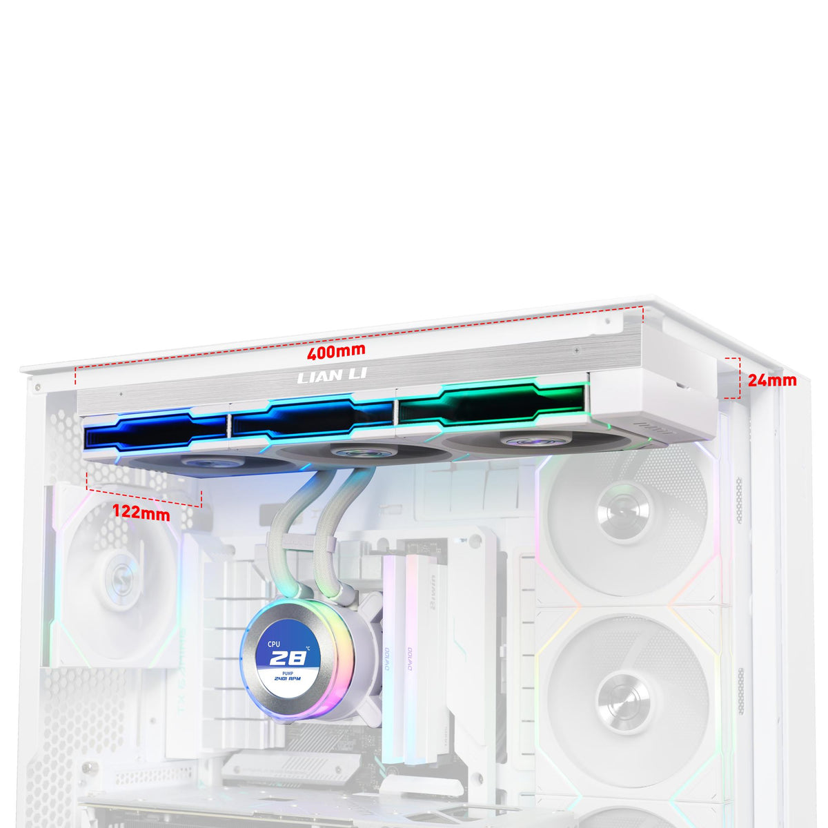 Refrigeração Líquida Lian Li Hydroshift II LCD-C 360TL / GHS2LCD36TW branco - imagem 3