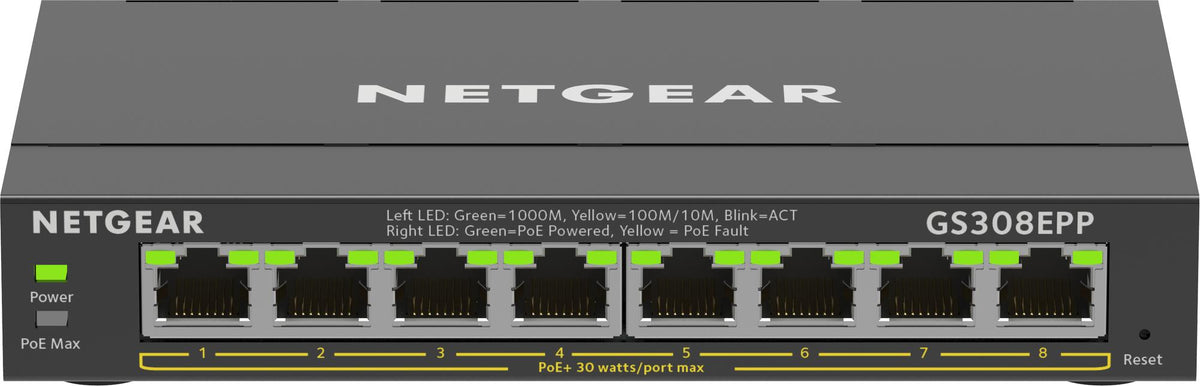Switch de Rede Netgear Essentials GS308EPP / GS308EPP-100PES preto - imagem 10
