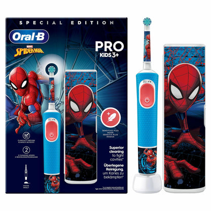 Escova de Dentes Elétrica Oral-B Pro Kids Spider-Man / 773390 azul, vermelho