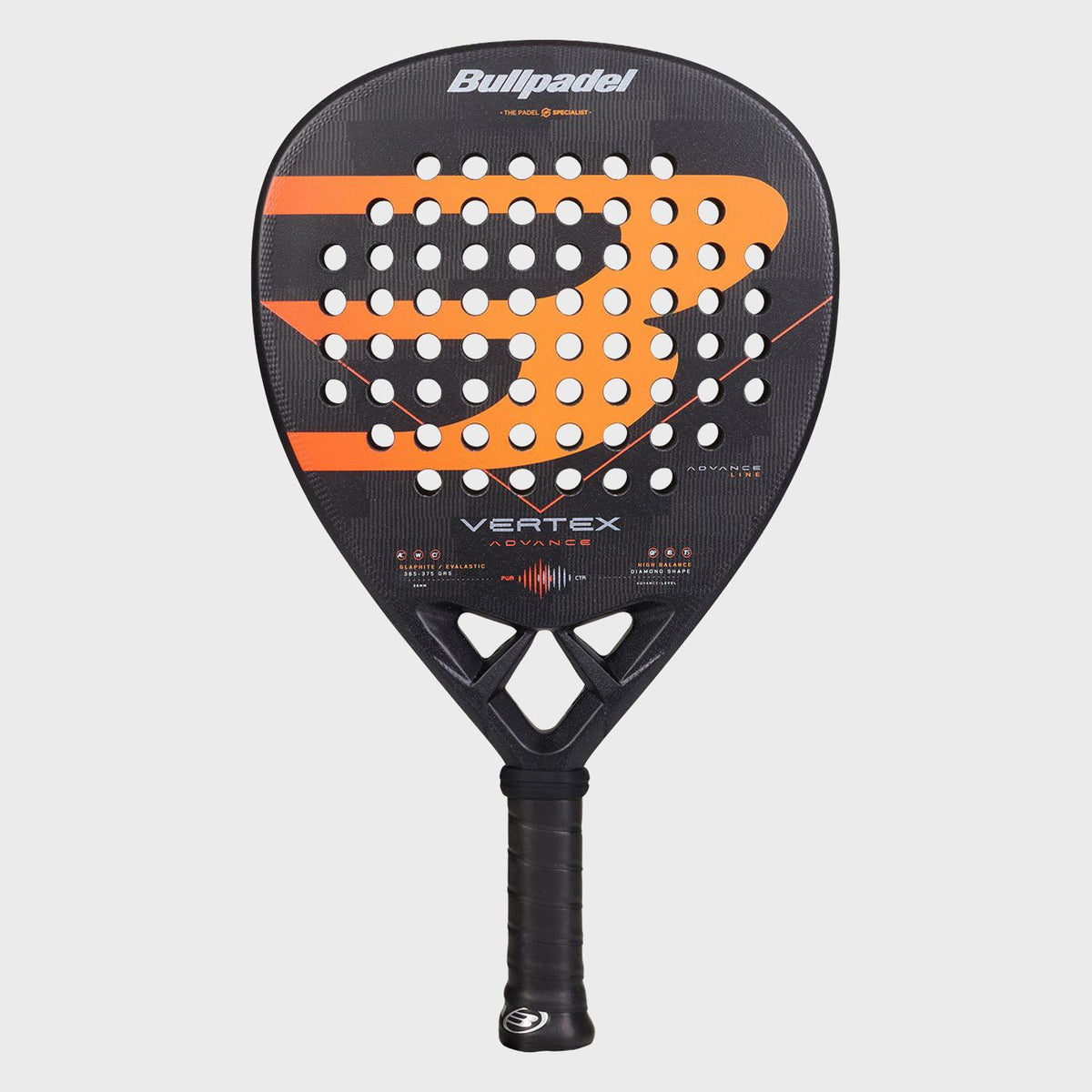 Raquete de Padel Bullpadel Vertex Advance 2026 — Preto e Laranja