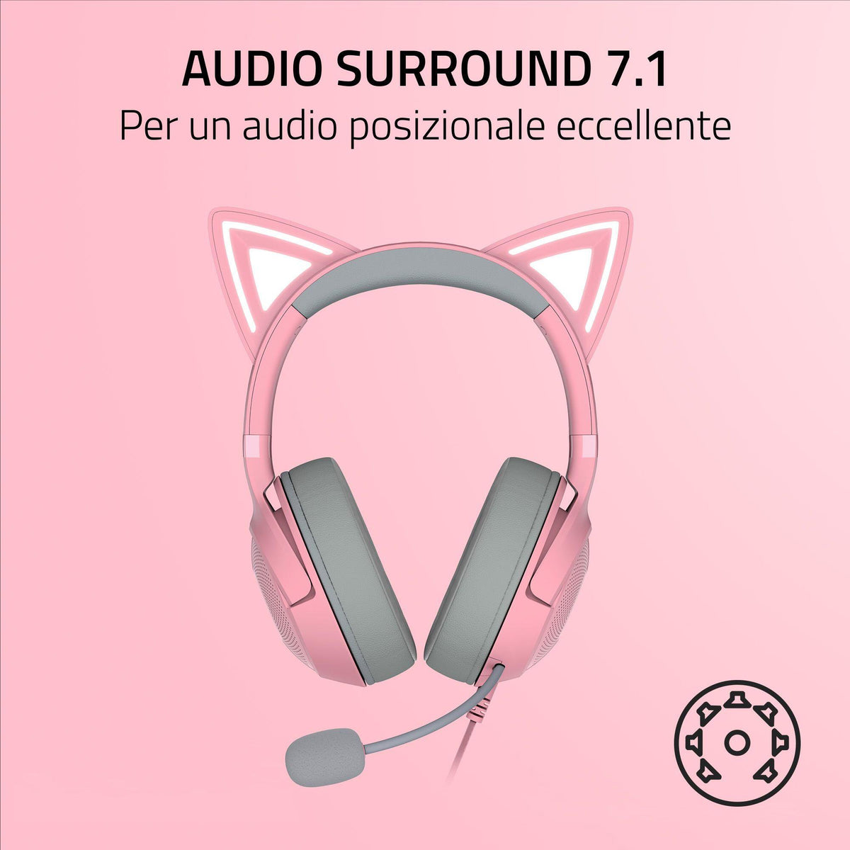 Auscultadores Razer Kraken Kitty V2 / RZ04-04730200-R3M1 Rosé - imagem 3