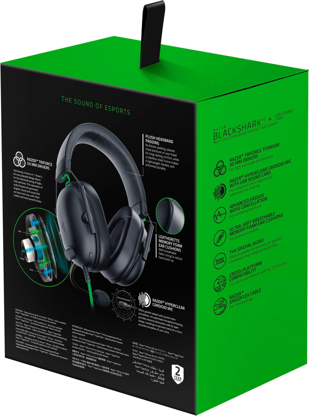 Auscultadores Razer BlackShark V2 X / RZ04-03240100-R3M1 preto, verde - imagem 6