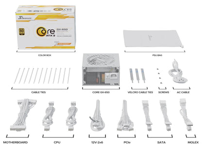 Fonte de Alimentação Seasonic Core GX-650 V2 / SRP-CGX651-A5A32SF-W branco - imagem 2