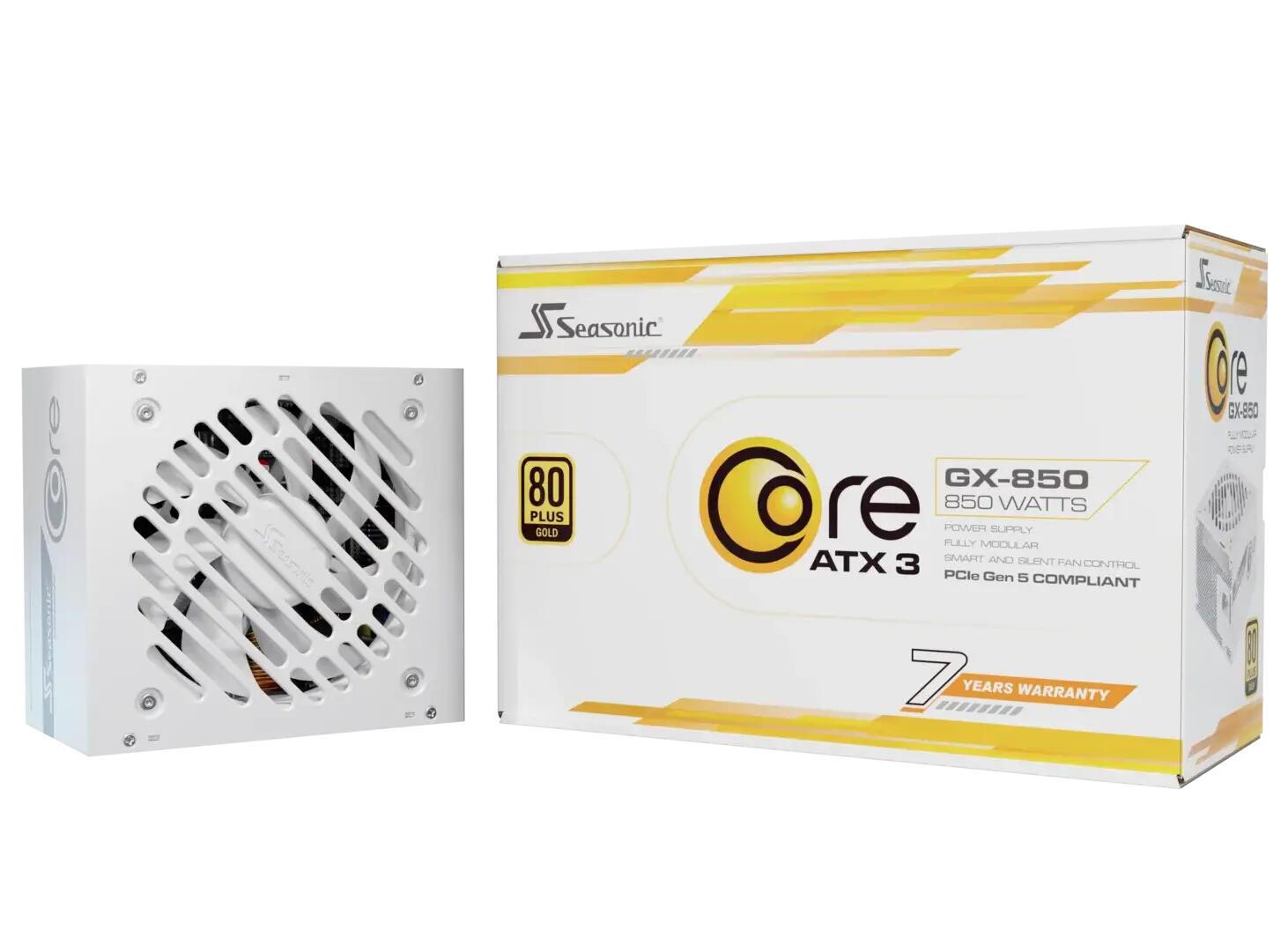 Fonte de Alimentação Seasonic Core GX-850 V2 / SRP-CGX851-A5A32SF-W branco