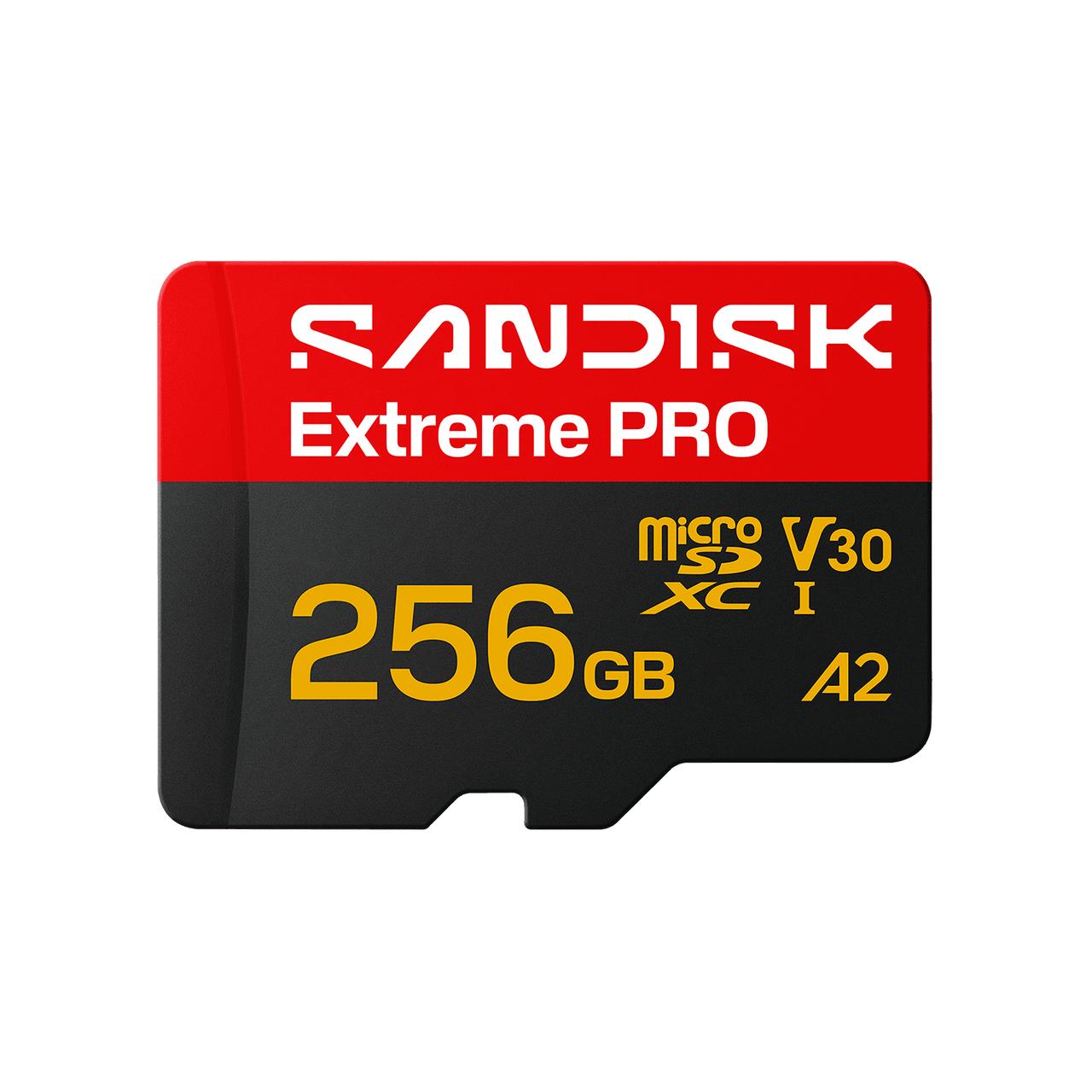 Cartão de Memória SanDisk Micro Cartão SD Extreme PRO 256GB / SDSQXCJ-256G-GS6MA preto, vermelho