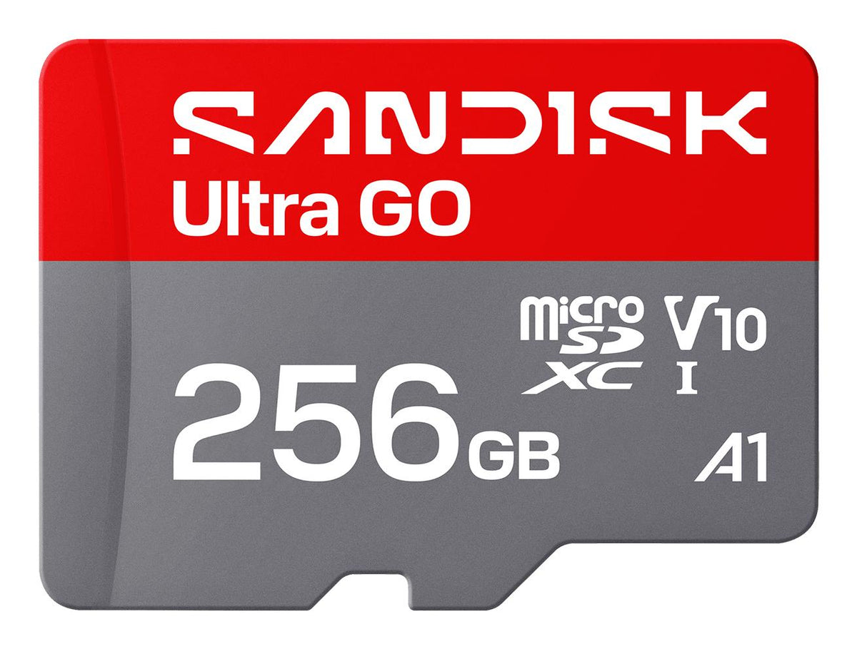 Cartão de Memória SanDisk Micro Cartão SD Ultra GO 256GB / SDSQUGN-256G-GN6MN cinzento, vermelho