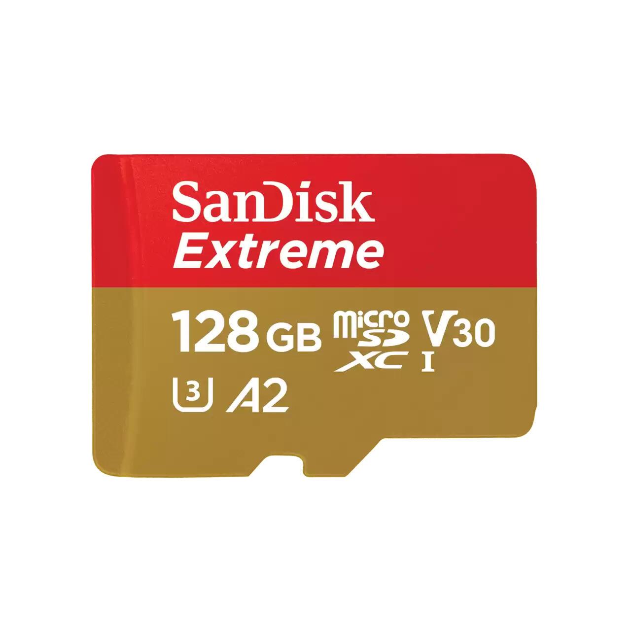 Cartão de Memória SanDisk Micro Cartão SD Extreme 128GB V30 / SDSQXAA-128G-GN6MA dourado, vermelho S