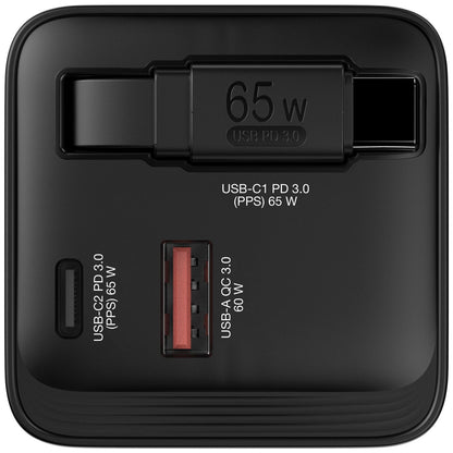 Carregador Verbatim 65W 2 portas com cabo retrátil / 32217 preto - imagem 11