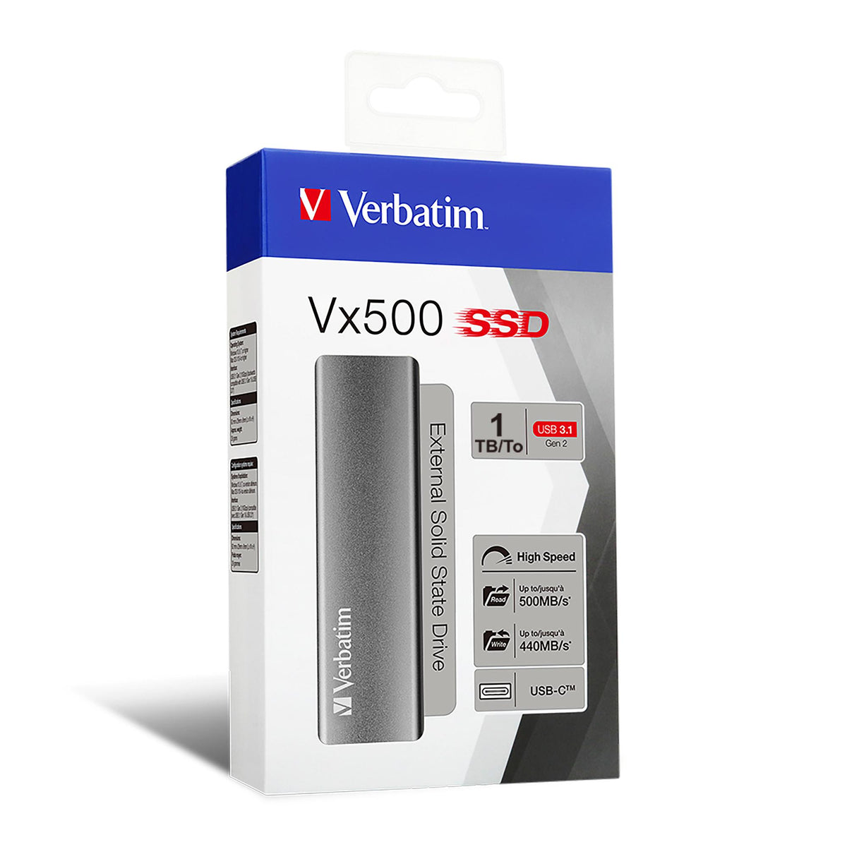 Disco SSD Verbatim External Vx500 1TB / 47444 prateado - imagem 2