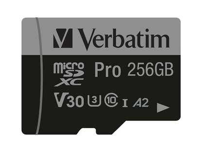 Cartão de Memória Verbatim Micro Cartão SD XC 256GB Pro com Adaptador / 47045 preto S - imagem 3