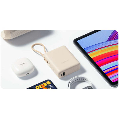 Power bank xiaomi 10000mah 33w com cabo integrado bege bhr9333gl